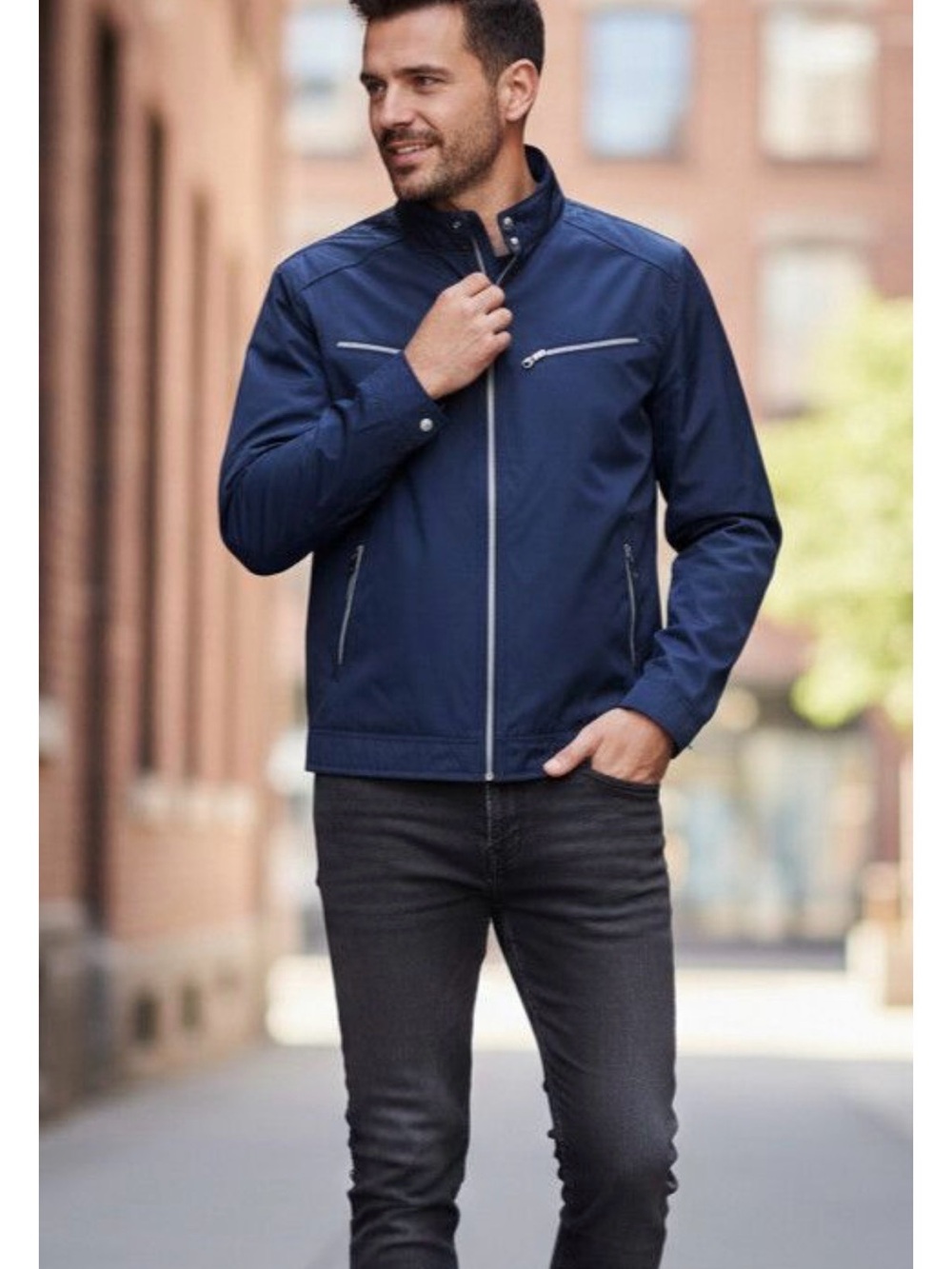 Banana Republic Men's Navy Zip-Front Casual Light Jacket